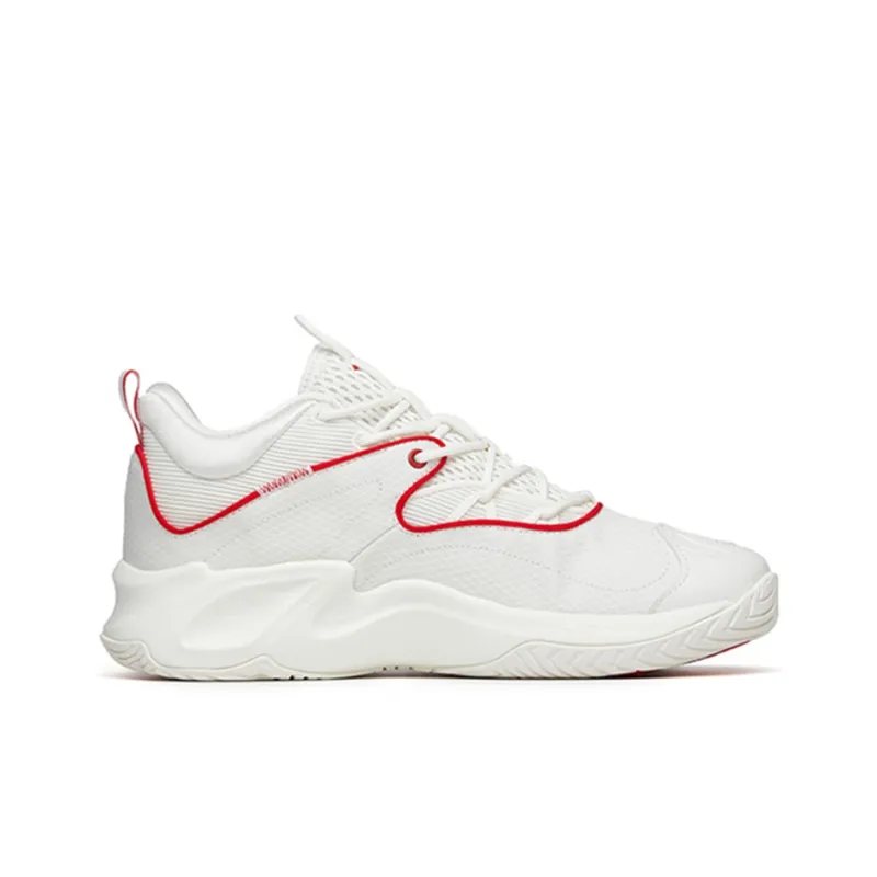 Anta Airspace 3 Cushioning Anti Slip Wear Resistant Breathability Low Top Basketball Shoes Men's White Red-1