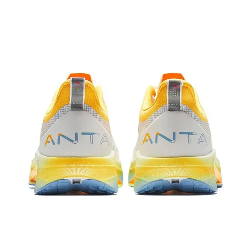 Anta MACH 3.0 Anti-Slip Wear-Resistant Low-Top Running Shoes Men's White Blue Yellow-2