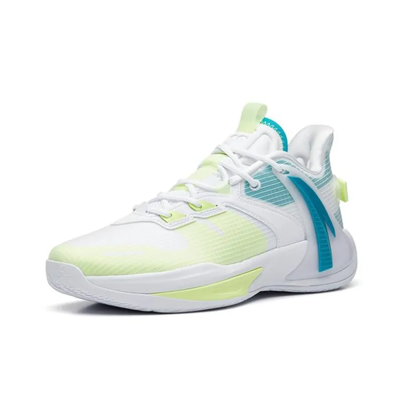 Anta Swoosh 2.0 Hayward GH Slip Resistant, Abrasion Resistant, Lightweight High Top Basketball Shoes White Yellow Blue-1