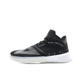 PEAK Ripple Triangle Durable Breathable Mid Top Basketball Shoes Triple Black