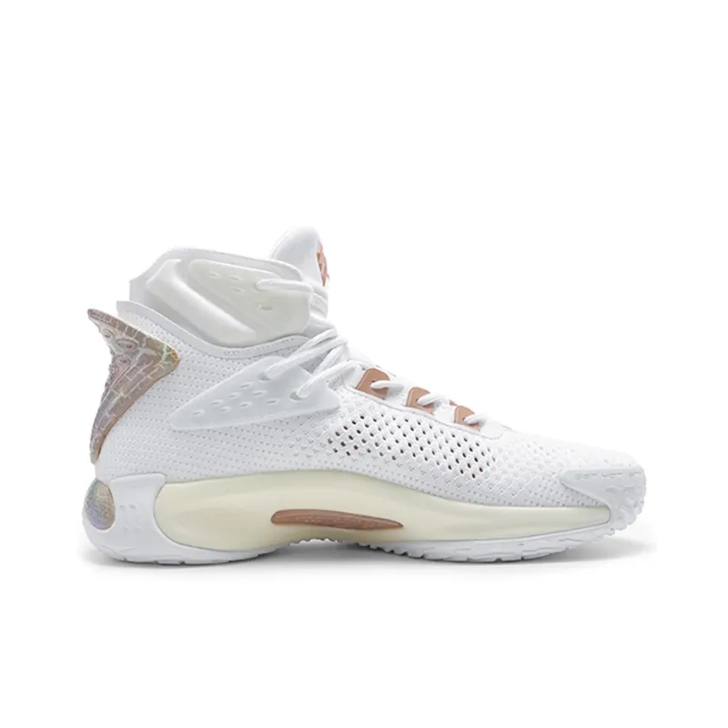 Anta Thompson KT5 Have Fun Slip Resistant And Abrasion Resistant Support High Top Basketball Shoes Men's White Gold-1