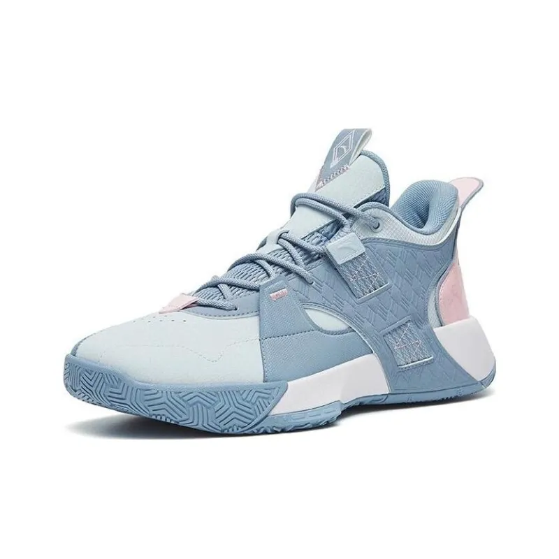 Anta Speedy 2 Shock Absorbers With Slip Resistant Features Mid Top Basketball Shoes Men's Gray Blue-1