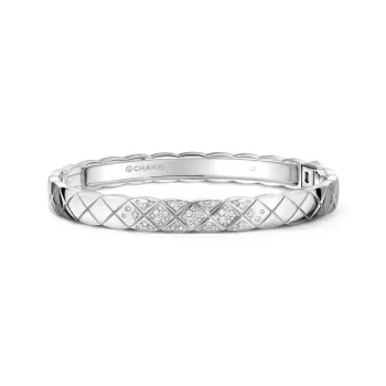 CHANEL CoCo Crush 18K White Gold Bangles Unisex Silver