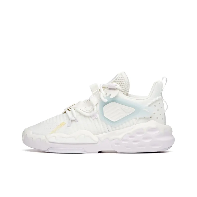 Anta Bastard Cushioning Anti-Slip Wear-Resistant Breathability Low-Top Casual Shoes Women's White Purple Blue-0