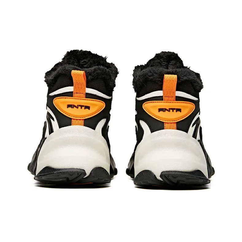 Anta Pulse Cushioned Anti Slip And Wear Resistant Warm High Top Casual Shoes Men's Black White-3