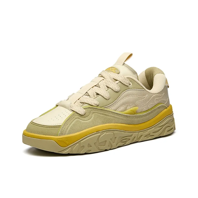 Anta Hot Height Increasing Low-Top Skateboard Shoes Men's Beige Yellow Granules-2