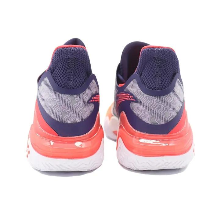 Anta Shock Wave 4 Anti-Slip Wear-Resistant Low-Top Basketball Shoes Green Purple Red-4