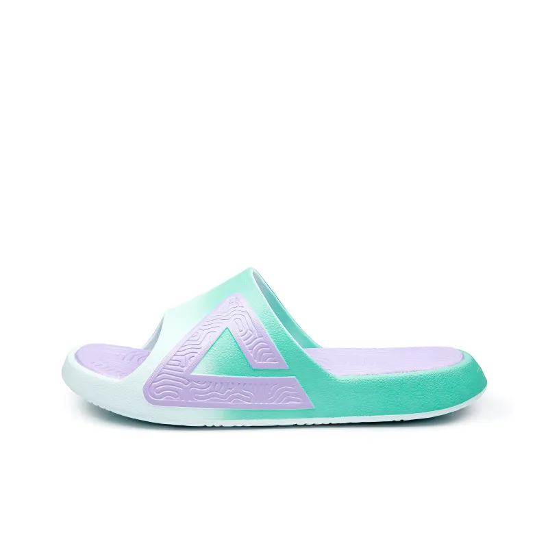 PEAK Tai Ji1.0 EVA Rubber Sole Quiet Slip-Resistant Slide Slippers Unisex Purple Green-0