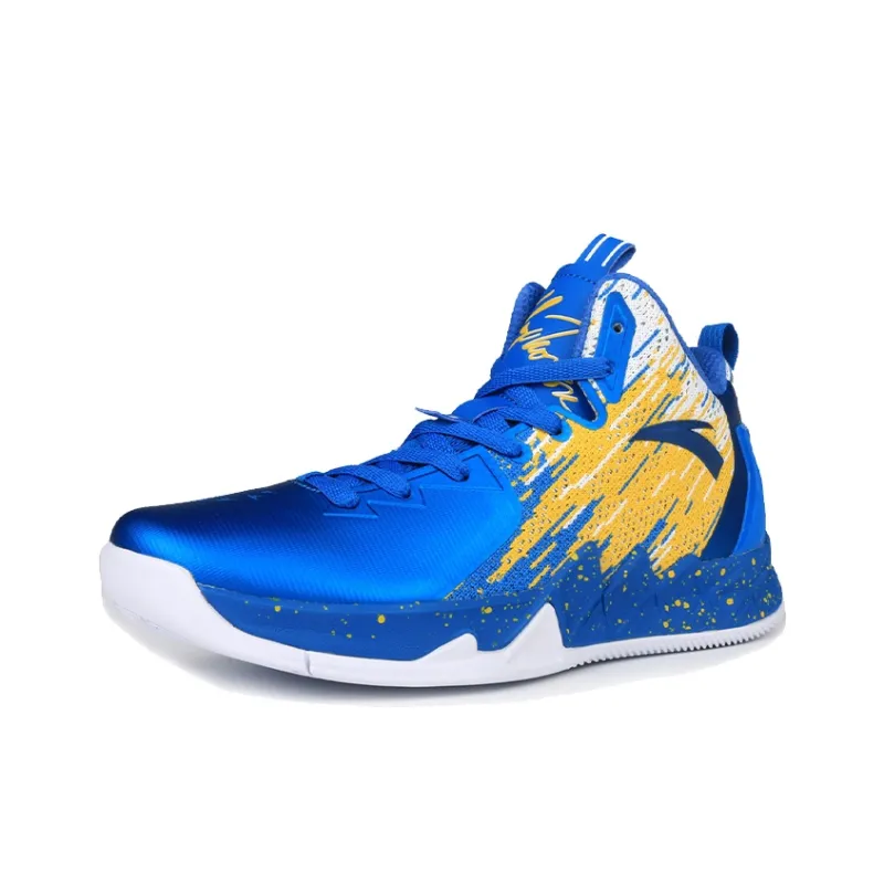 Anta KT2 Cushioning, Slip Resistant, Abrasion Resistant, Breathable Low Top Basketball Shoes Men's Blue Yellow-2