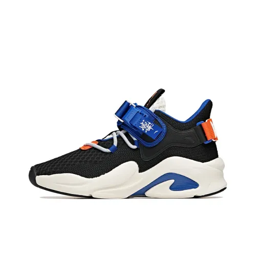 Anta Bastard Cushioning Anti Slip And Wear Resistant Low Top Chunky Sneakers Black Blue Orange