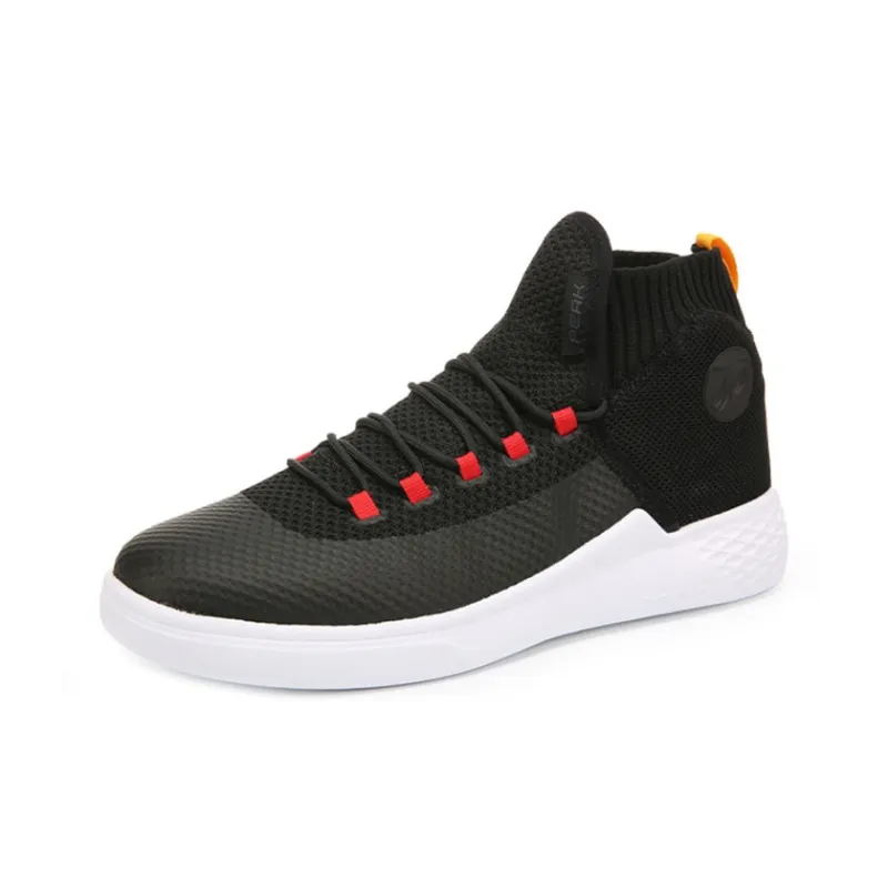 PEAK Magic Bullets Anti-Slip And Wear-Resistant Breathable High-Top Casual Shoes Men's Black White-2