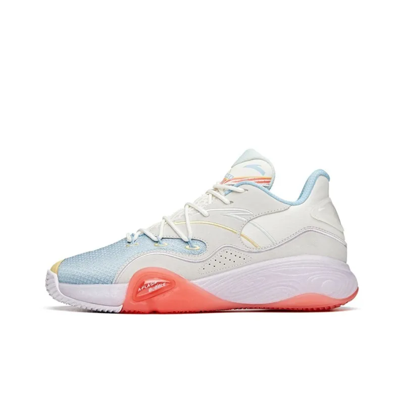 Anta A Flash Bubble 1.0 Non-slip Wear-resistant Shock Absorption Low-Top Basketball Shoes Blue Gray Red-0