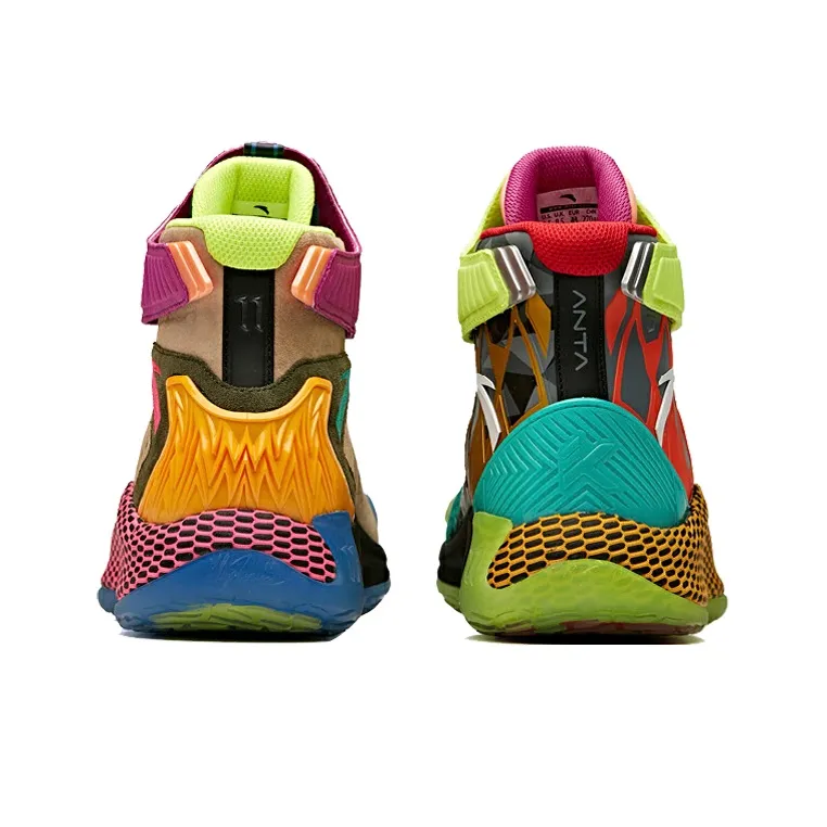 ANTA Kt5 Basketball Shoes Men High Top Dust Gray/Cool Gray/Neon Green/ANTA Purple-4