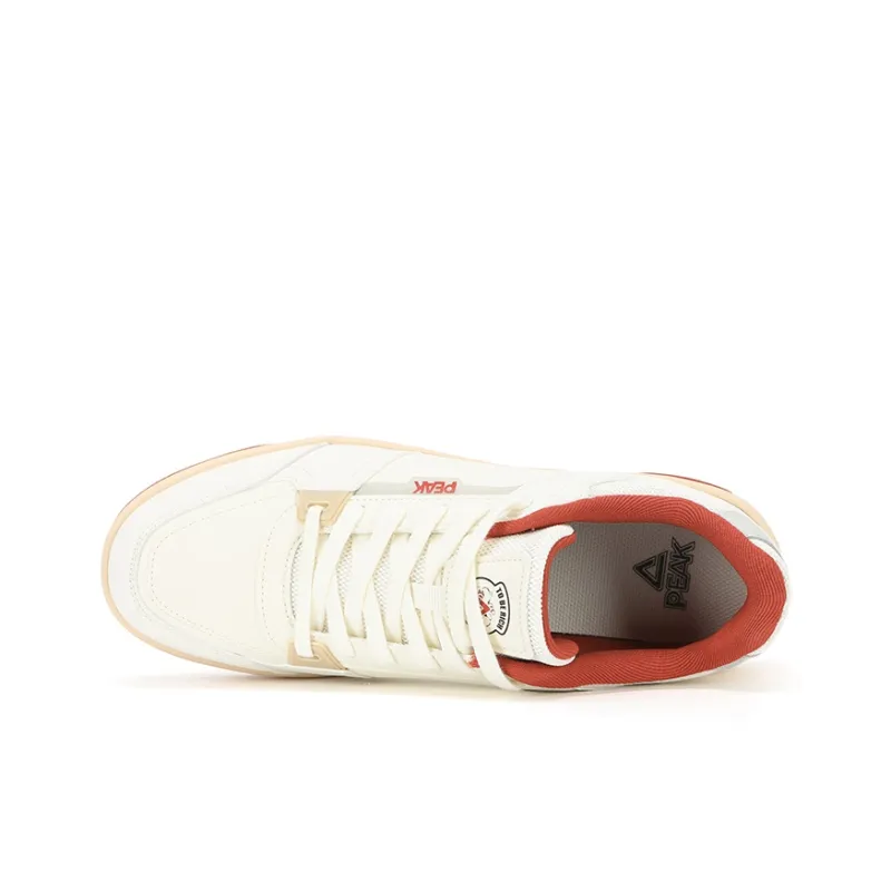 PEAK State Pole Cloud Trace Slip-Resistant Cushioning Wear-Resistant Low-Top Skateboard Shoes Unisex Ecru/Lombardy Red-6