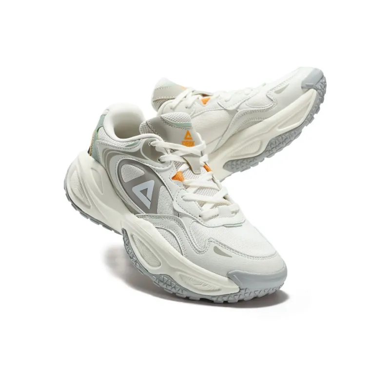 PEAK Taichi Puffy Shoes Wear Resistant Low Top Casual Shoes Unisex White-3
