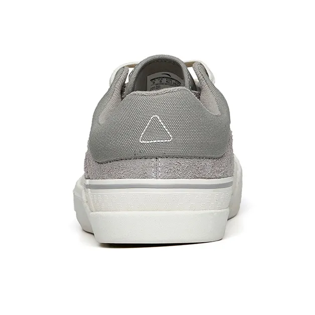 Anta Ao Li Coverage Anti Slip And Wear Resistant Lightweight Low Top Skateboard Shoes Men's Gray White Leather Suede-3