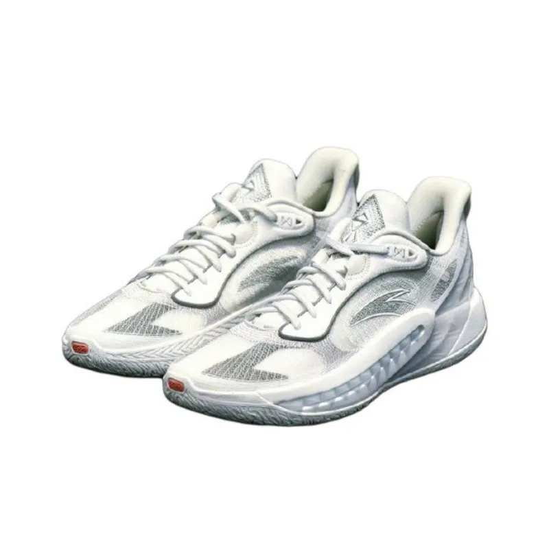 Anta Tide 6 Cushioning Anti Slip And Wear Resistant Low Top Basketball Shoes Men's White-2