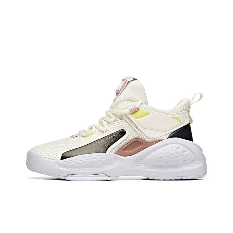 Anta Bastard Anti Slip Wear Resistant Mid Top Skateboard Shoes Women's Ecru-0