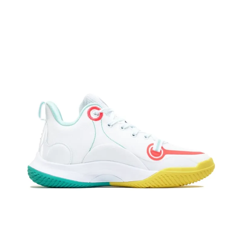 PEAK Cavalry 2 Basketball Shoes Men Low Top White Large/Emerald Green/Yellow/Blue-1