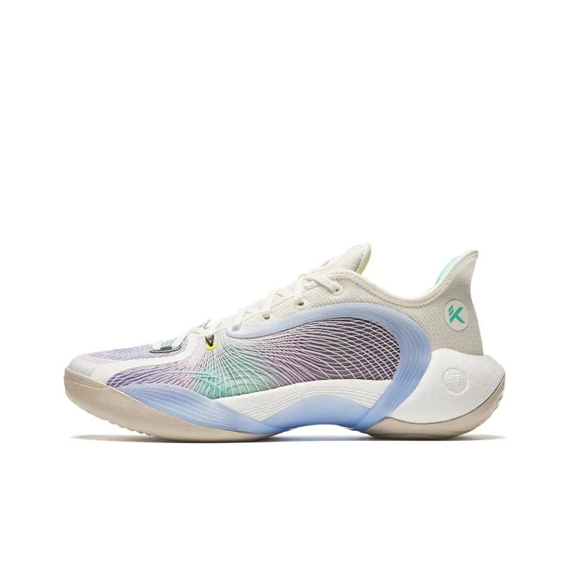 Anta 3 Point Rain 2 Cushioned Slip Resistant Low Top Basketball Shoes Men's White Gray Blue-0