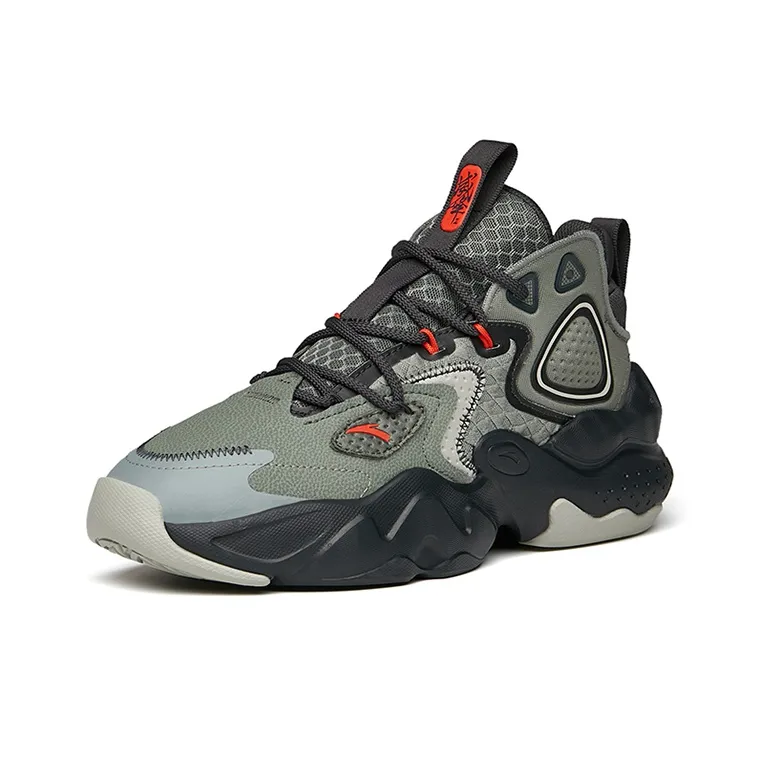 Anta Bastard Peak 2 Anti Slip Wear Resistant Mid Top Chunky Sneakers Asphalt Gray-1