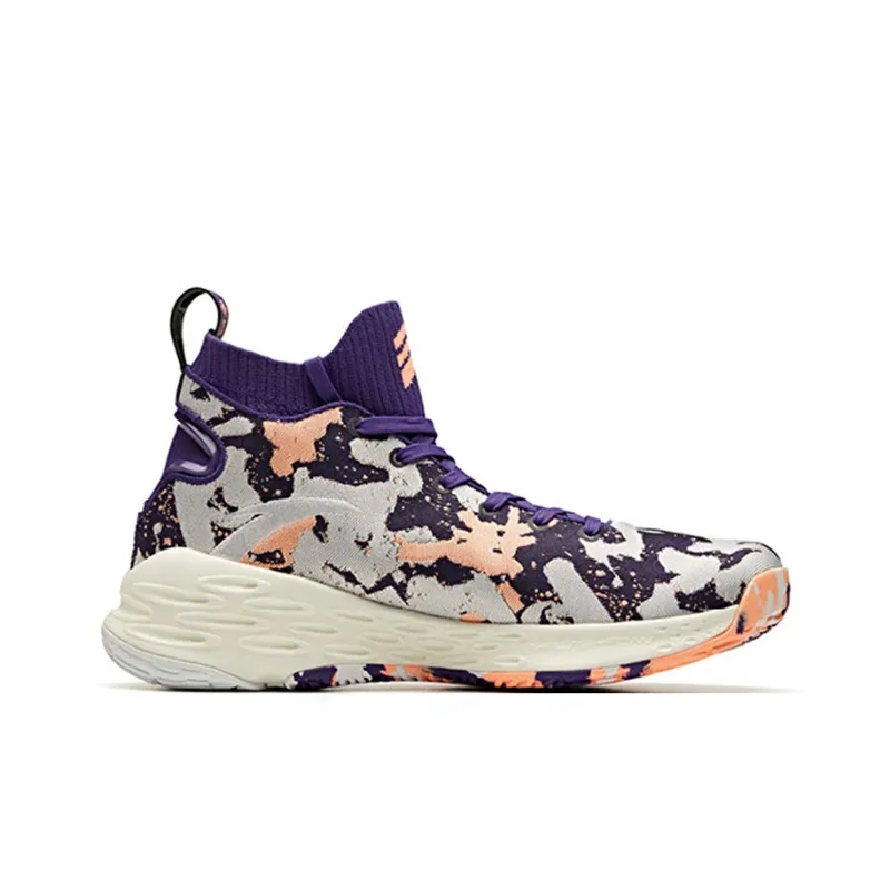Anta KT4 Thompson, Sunset In Los Angeles Shock Absorbers With Slip Resistant Features High Top Basketball Shoes Purple-1