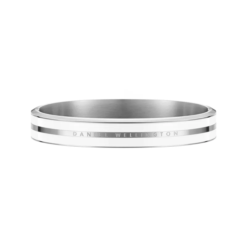 Daniel Wellington Satin White Dw White Silver Closed End Bangle Unisex-5