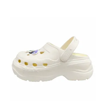 PEAK Pole Hole Shoes Cheese Clogs Women's Canvas White