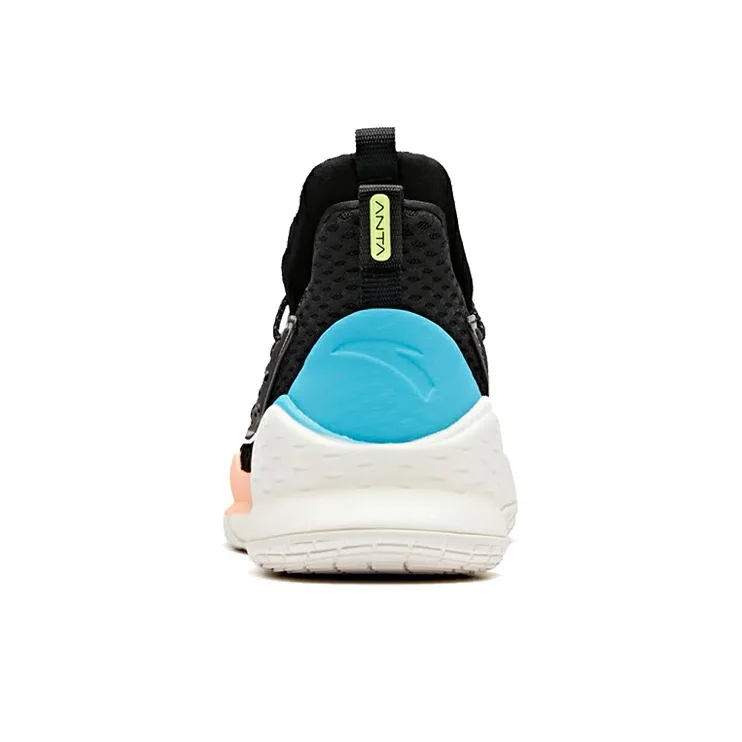 Anta Water Flower 1 Cushioning Anti-Slip Wear-Resistant Breathability Low-Top Basketball Shoes Men's Black Blue-4