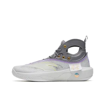 Anta KT8 Starlight Anti Slip And Wear Resistant Lightweight High Top Basketball Shoes Purple Silver