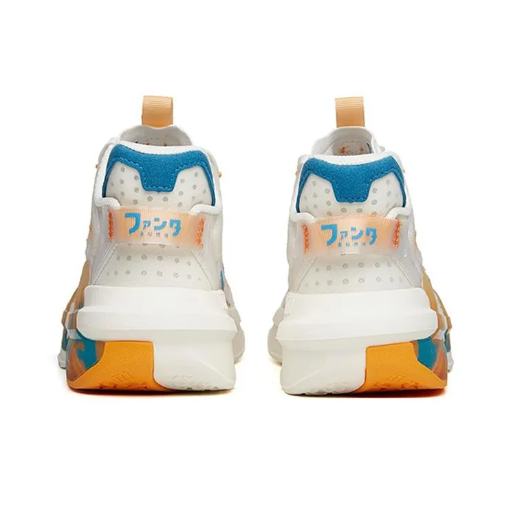 FENDER Anta Bastard 3.0 Anti Slip Wear Resistant Mid Top Skateboard Shoes Women's White Orange-3