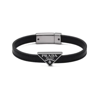 PRADA Leather Bangles Men's Black