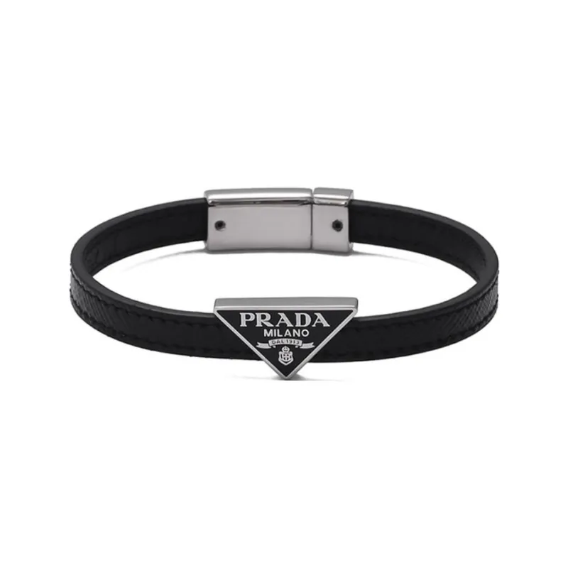 PRADA Leather Bangles Men's Black-0