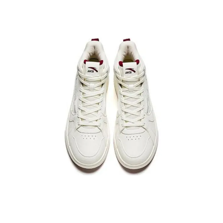 Anta Street Naughty SE Slip Resistant High Top Skateboard Shoes Men's White Gray-2