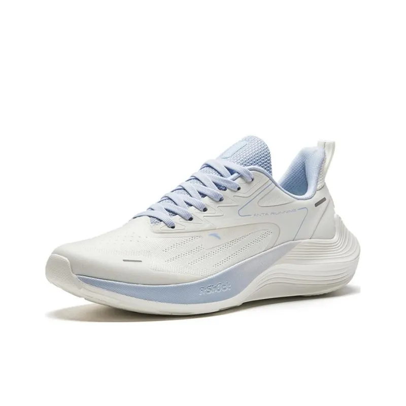 Anta New Stinger Anti Slip Wear Resistant Low Top Sprint Running Shoes Women's Ivory White Oxygen Blue-2