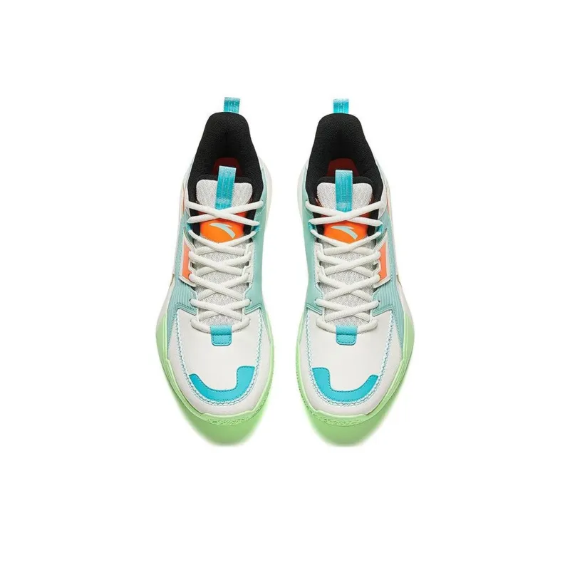 ANTA Speedy Basketball Shoes Men Mid Top White Green Blue-2