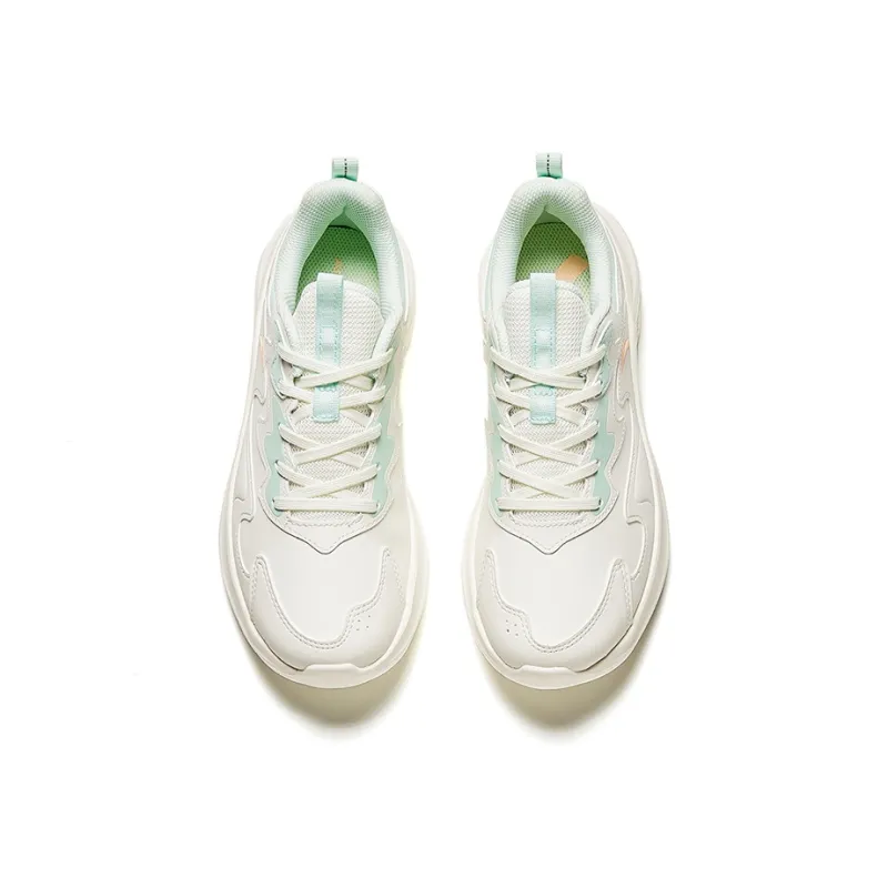 Anta Walk Cushioning Anti Slip And Wear Resistant Lightweight Rebound Low Top Casual Running Shoes Women's White Blue-2