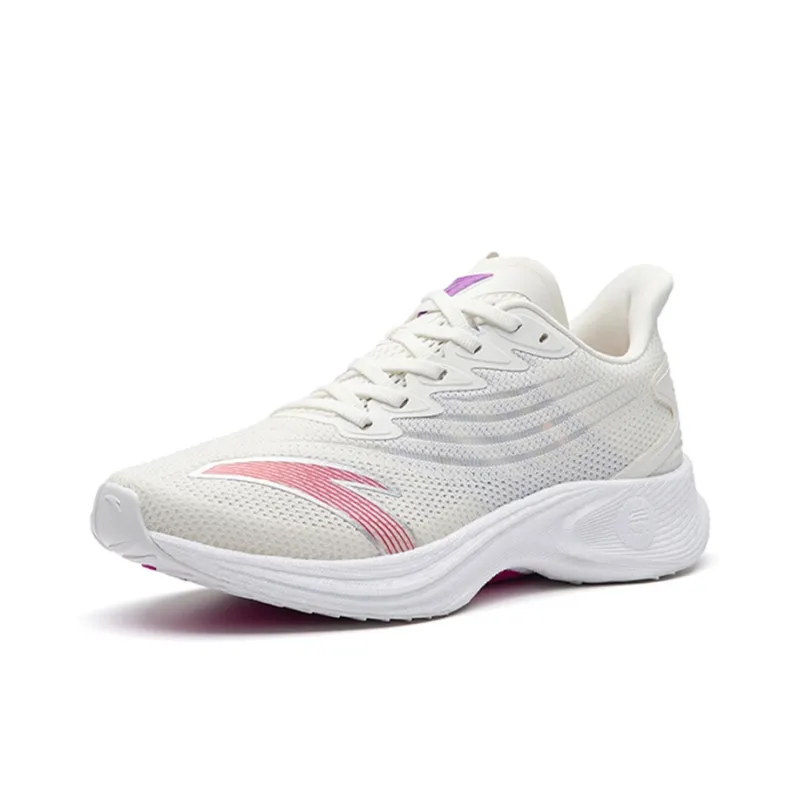 Anta MACH 2.0 Cushioned Anti Slip Wear Resistant Breathable Lightweight Low Top Running Shoes Women's White Purple-2
