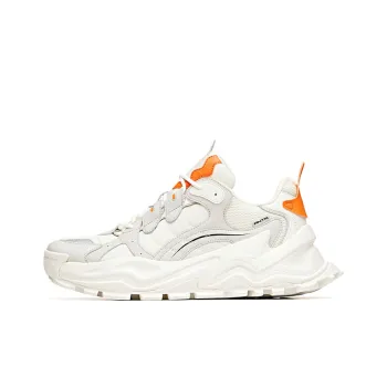 Anta Sizzling Life Collection Durable Breathable Low Top Chunky Sneakers Men's White Gray Orange