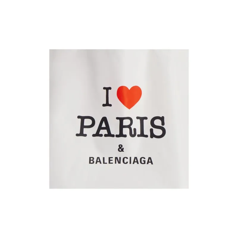 Balenciaga Nylon Tote Bag Shopping Bag Shoulder Bag Handbag Medium Size Women's White & Black & Red-4