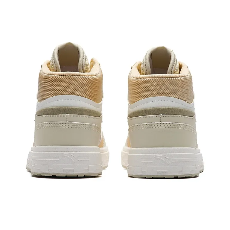 Anta Street Naughty High-Top Skateboard Shoes Women's White Yellow-4