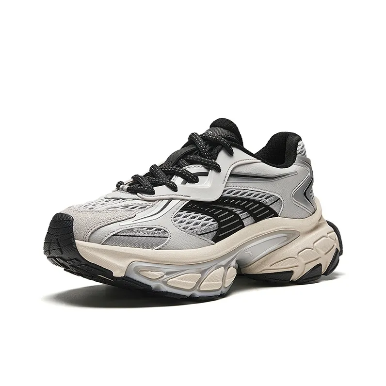 Anta Star Moon Series Cushioning Anti Slip And Wear Resistant Low Top Chunky Sneakers Men's Gray Silver-1