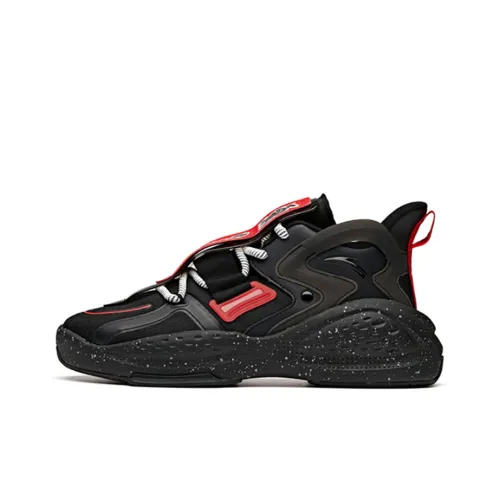 Anta Bastard Cushioned Slip Resistant Low Top Skateboard Shoes Men's Black Red