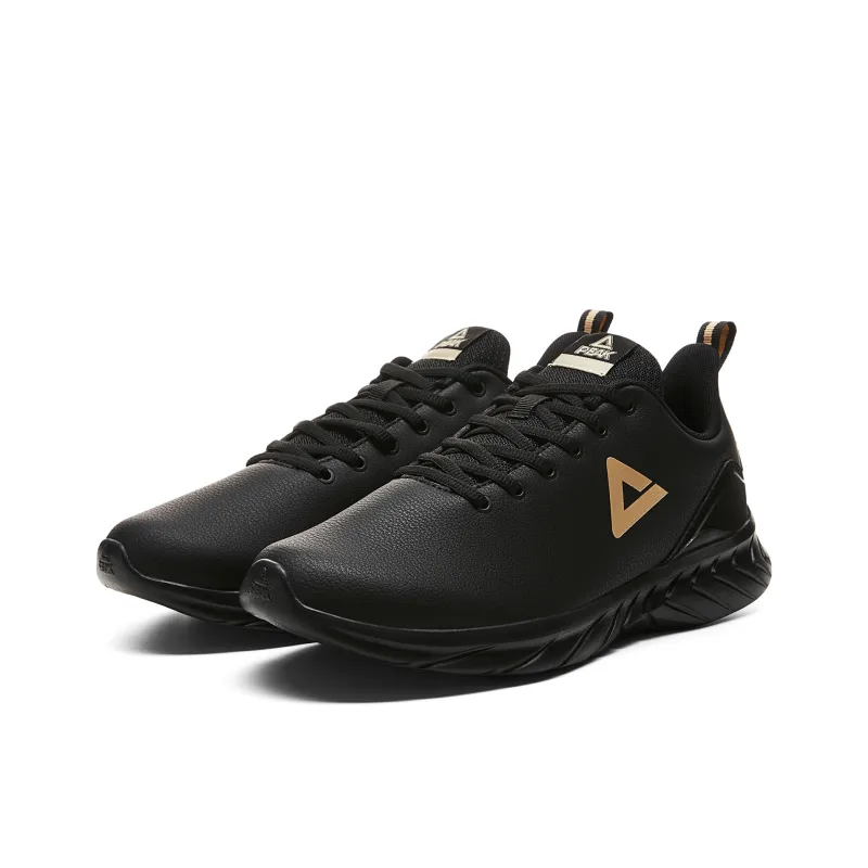 PEAK Qingyi Cushioning Breathable Low Top Casual Running Shoes Men's Black Gold-2