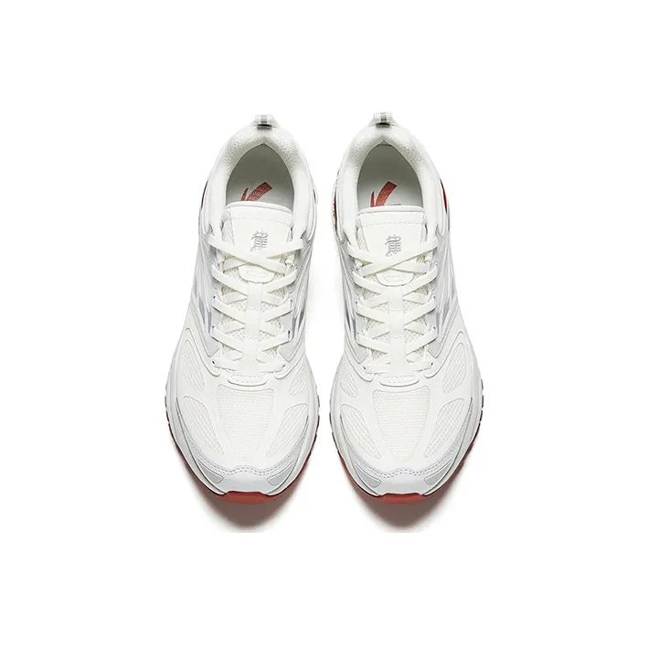 Anta Millennials Anti Slip Wear Resistant Low Top Chunky Sneakers Men's White Red-2