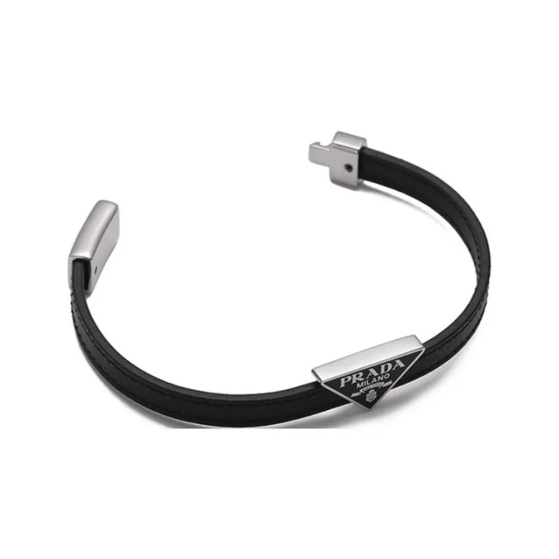PRADA Leather Bangles Men's Black-2