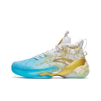 Anta KT7 Pro Gold Ocean Cushioning Anti Slip And Wear Resistant Mid Top Basketball Shoes Men's Blue White Yellow