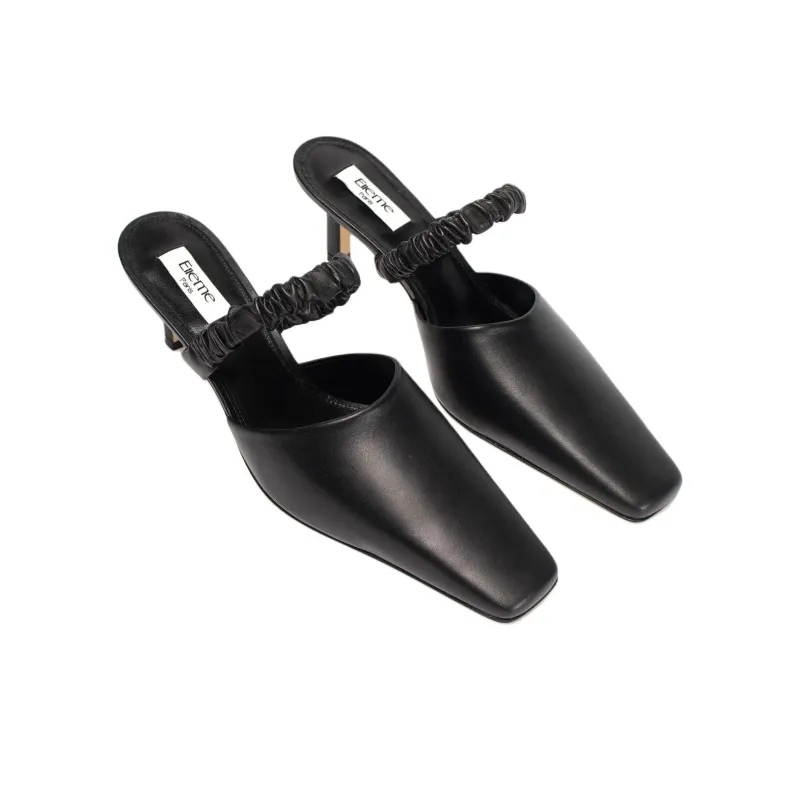 Elleme Closed Toe Slippers 7cm Women's Black-4
