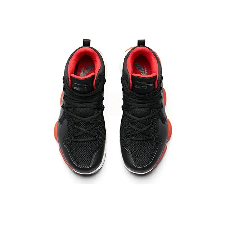 Anta SEEED Noble Air Wear Resistant Slip Resistant High Top Performance Basketball Shoes Men's Black Red-3