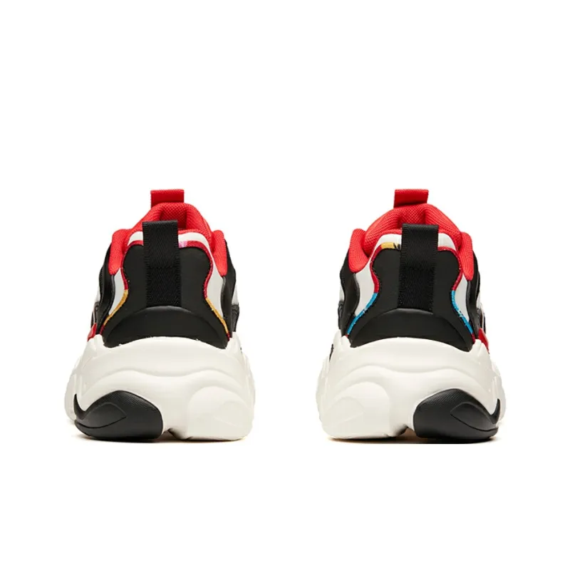 Anta Slam Cushioning Wear Resistant Low Top Chunky Sneakers Men's White Black Red-3